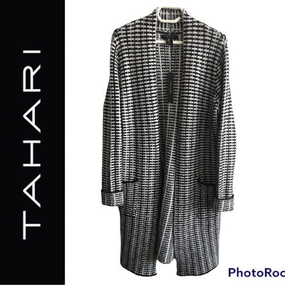 TAHARI Soft Cozy Warm Long Cardigan Sweater sz Medium - Picture 2 of 6